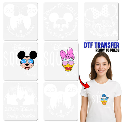 Disney Family Trip 2025 Cute DTF Transfer for Magical Vacation T-Shirt Iron-On Ready To Press