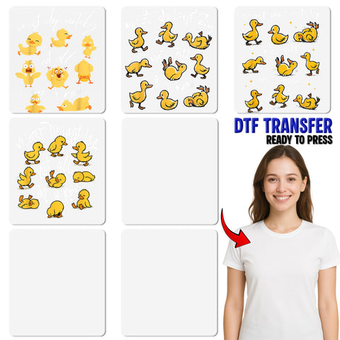 Cute Funny Duck DTF Transfer Iron-On Not In A Row Animal T-Shirt for Families & Friends Apparel Gift