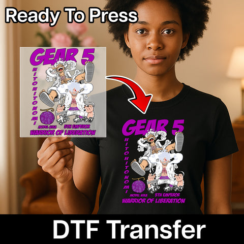 One Piece Anime Gear 5th Emperor DTF Transfer Ready To Press for Anime Fans T-shirts & Hoodies – Cute & Vibrant Design