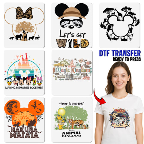 Safari Adventure Family Cartoon DTF Transfer, Ready to Press Animal Kingdom Shirt, Retro Leopard Print for Group Apparel
