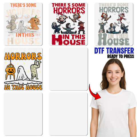 Funny Halloween DTF Transfer for Spooky Party Shirts - Playful Ghost Pumpkin & Mummy Iron-On Design for Family Apparel