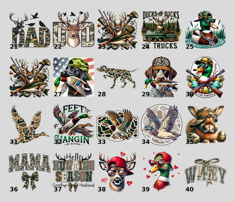 Camouflage Bow & Mallard Duck Hunting-Themed DTF Transfer for Rustic Nature Enthusiast Apparel