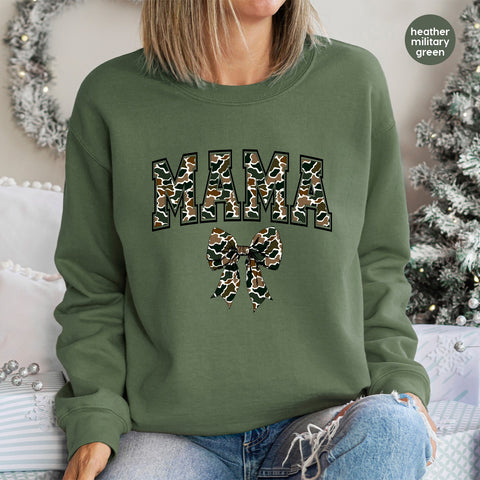 Cute Camouflage Mama DTF Transfer for Mother's Day Apparel, Ready to Press Rustic Boho Camo Shirt Design