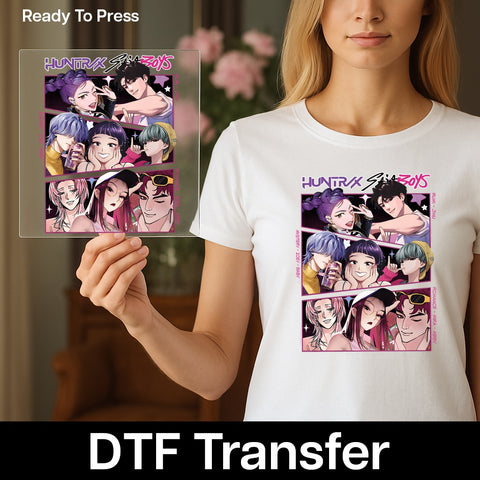 Anime Inspired Fun Group DTF Transfer for Teen Shirt Ready To Press Vibrant Modern Manga Style Apparel