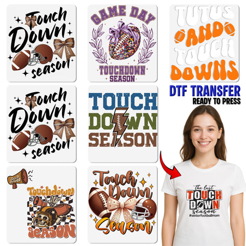 Retro Football Touchdown Season DTF Transfer for Family Apparel & Sports Fans, Game Day Shirts & Cute Tailgate Outfits