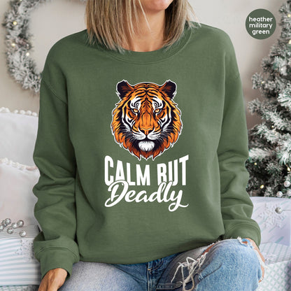 Iron-On Calm But Deadly Tiger DTF Transfer for Bold Animal Motif T-Shirt & Apparel, Sports Team Graphic, Wildlife Gift