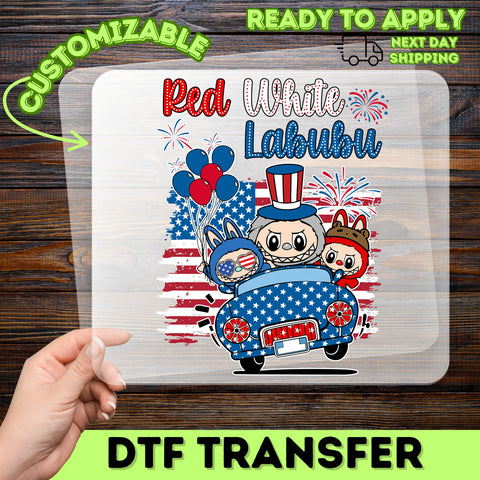 Cute Patriotic Cartoon Characters July 4th Funny DTF Transfer for Family T-shirts & Party Apparel