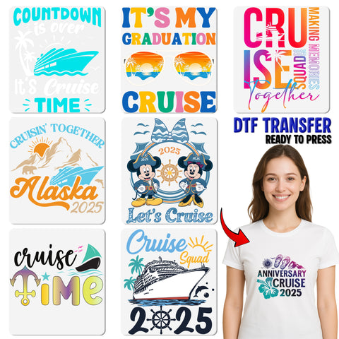 Disney Cruise DTF Transfer Iron-On for Shirts & Hoodies - Nautical Family Vacation Apparel for Disney Enthusiasts & First-Time Cruisers