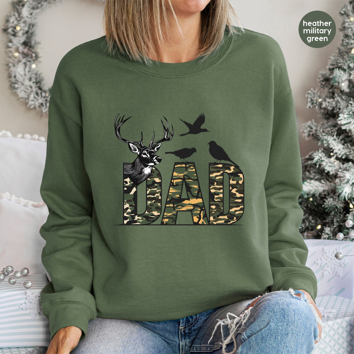 Hunting Camouflage Dad DTF Transfer for Father's Day Shirt Ready To Press Outdoor Wildlife Apparel Gift for Him