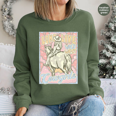 Retro Western Cowgirl DTF Transfer Ready to Press Long Live Cowgirls Apparel Shirt Rodeo Western Event Gift
