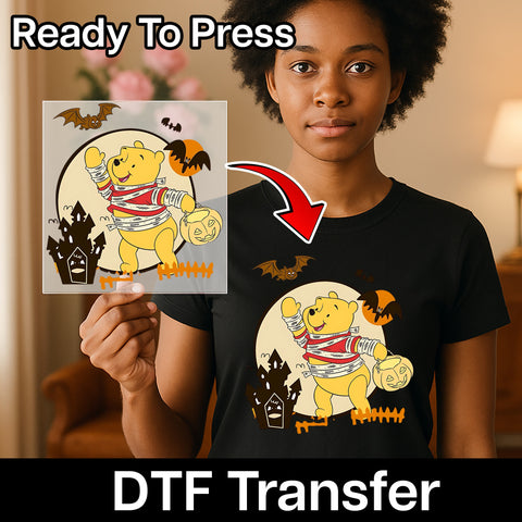 Cute Cartoon Mummy Halloween DTF Transfer for Family Shirts Ready To Press Apparel Fun Trick or Treat Design