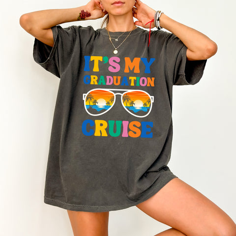 Graduation Cruise Retro DTF Transfer - Fun Tropical T-Shirt Design for Class of 2023 Celebration & Gift