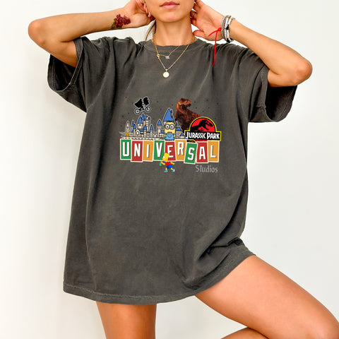 Fun Group Celebration Movie-Themed DTF Transfer For T-Shirts - Ready To Press Iron-On Design For Nostalgic Theme Park Family Reunion