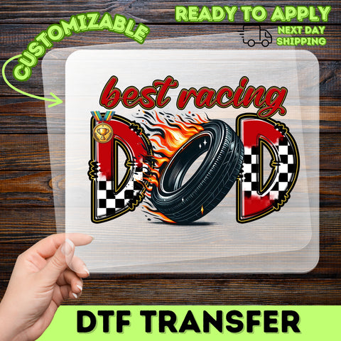 Best Racing Dad Iron-On DTF Transfer for Father's Day Shirt, Ready To Press Car Enthusiast Apparel, Funny Motorsport DTF Gift