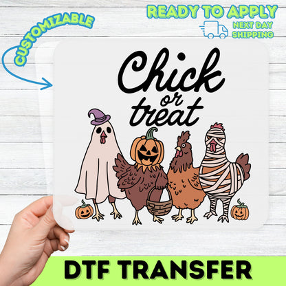 Cute Farm Animals Halloween DTF Transfer Ready To Press Chickens Costume T-Shirt for Family Apparel & Party