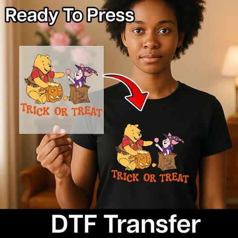Cute Halloween Cartoon Trick or Treat DTF Transfer for Kids Family Shirts Ready To Press Fun Halloween Apparel