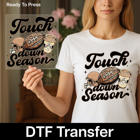 Football Fall Vibes DTF Transfer for Game Day Apparel & Tailgate T-Shirts - Ready to Press Retro Touchdown Season Design