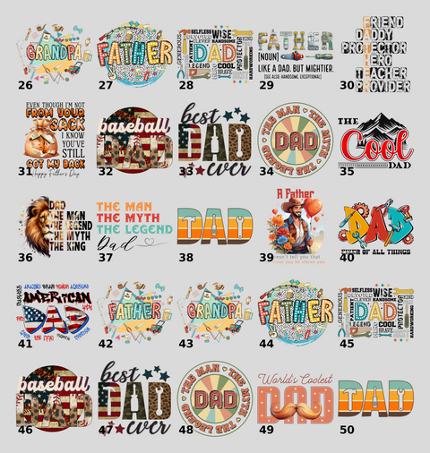 Cute Father's Day Best Dad in the World dtf transfer, ready to press iron-on for t-shirt & sweatshirt, gift from kids or wife, dad apparel