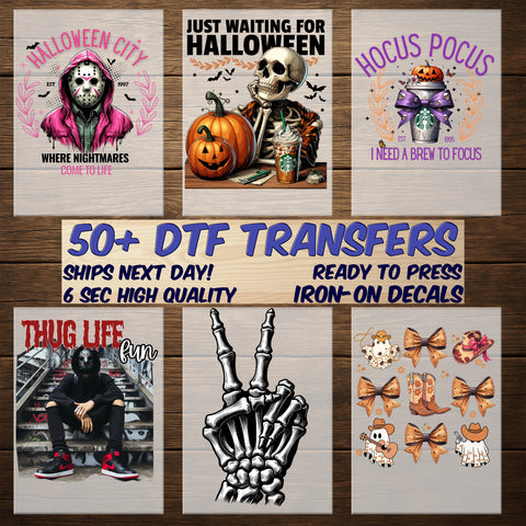 Spooky Skeleton Hand OK DTF Transfer Gothic Halloween Humor Edgy Apparel for Halloween Enthusiasts & Dark Humor Fans