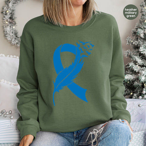 Awareness Ribbon DTF Transfer with Feather & Birds - Memorial & Support Apparel - Ready To Press Design for Unity & Hope T-Shirts