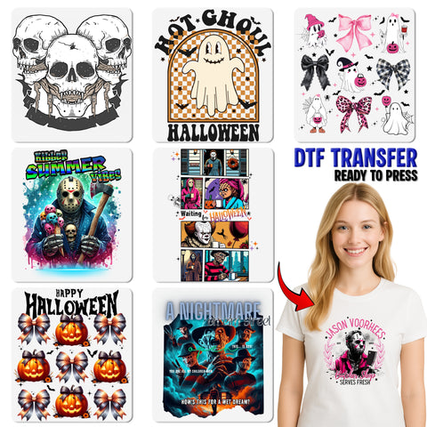 Retro Halloween Horror Movie Character DTF Transfer for Spooky T-Shirt or Sweater - Perfect for Adult Halloween Enthusiasts