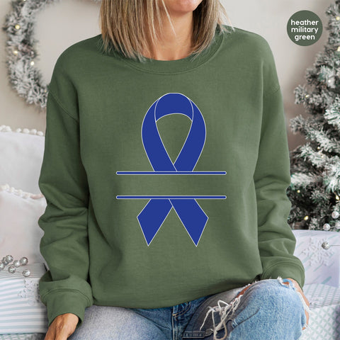 Ready to Press Blue Awareness Ribbon DTF Transfer for Charity Event T-Shirts, Support Group Apparel & Healthcare Gifts
