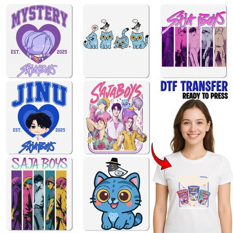 Cute K-pop Inspired Boy Band DTF Transfer for Youthful Pop Culture Apparel - Vibrant Iron-On for Shirts & Hoodies