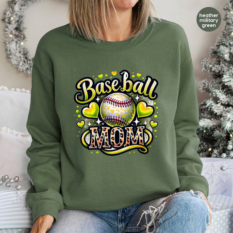 Ready to Press DTF Transfer Baseball Mom Heart Leopard Print for Sporty Apparel
