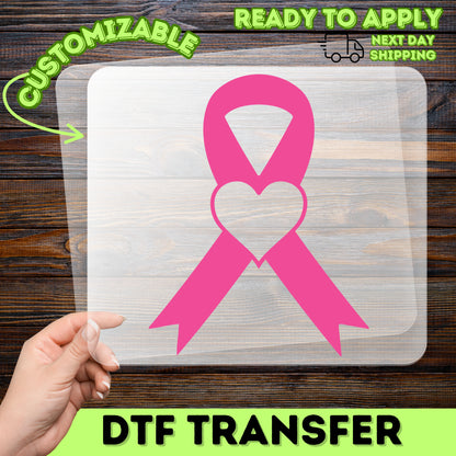 Breast Cancer Awareness Pink Ribbon DTF Transfer Heart Symbol Shirt for Survivors & Supporters