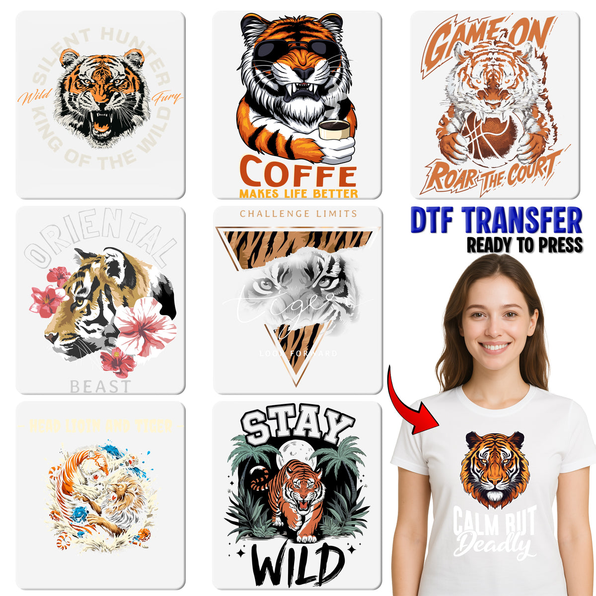 Motivational Tiger Earn Your Stripes DTF Transfer for Athletes & Gym Apparel, Ready To Press Strength Quote Shirt Design