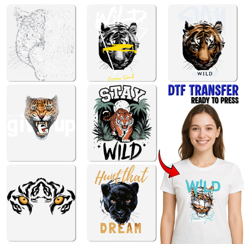 Wild & Adventure DTF Transfer Birthday Shirt for Teens & Adults Funny Animal Party Iron-On