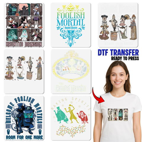 Spooky Halloween Haunted Mansion DTF Transfer for Ghostly T-Shirts & Sweatshirts, Ready To Press Gothic Style Tee