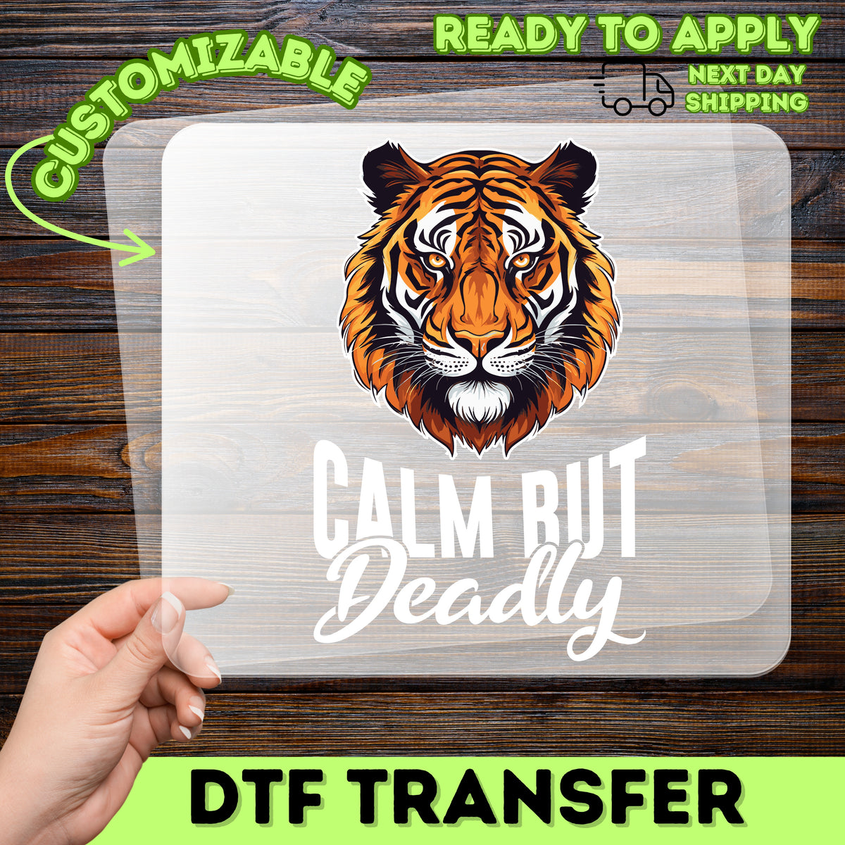 Iron-On Bold Animal Tiger Graphic DTF Transfer for Strong Sports Team Apparel & Outdoor Adventure Gear
