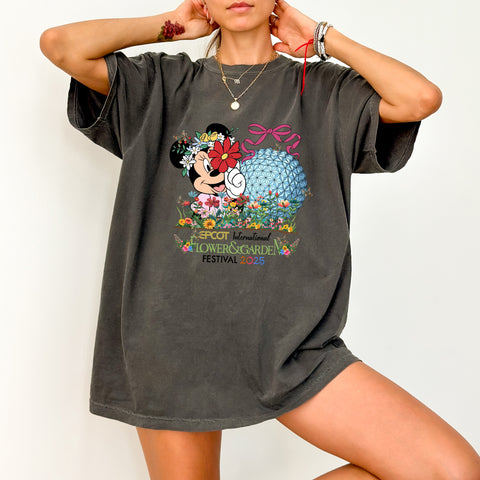 Cute Epcot Flower & Garden 2025 DTF Transfer for Disney Fans Family Reunion Apparel Ready To Press Iron-On Floral T-Shirt for Theme Park