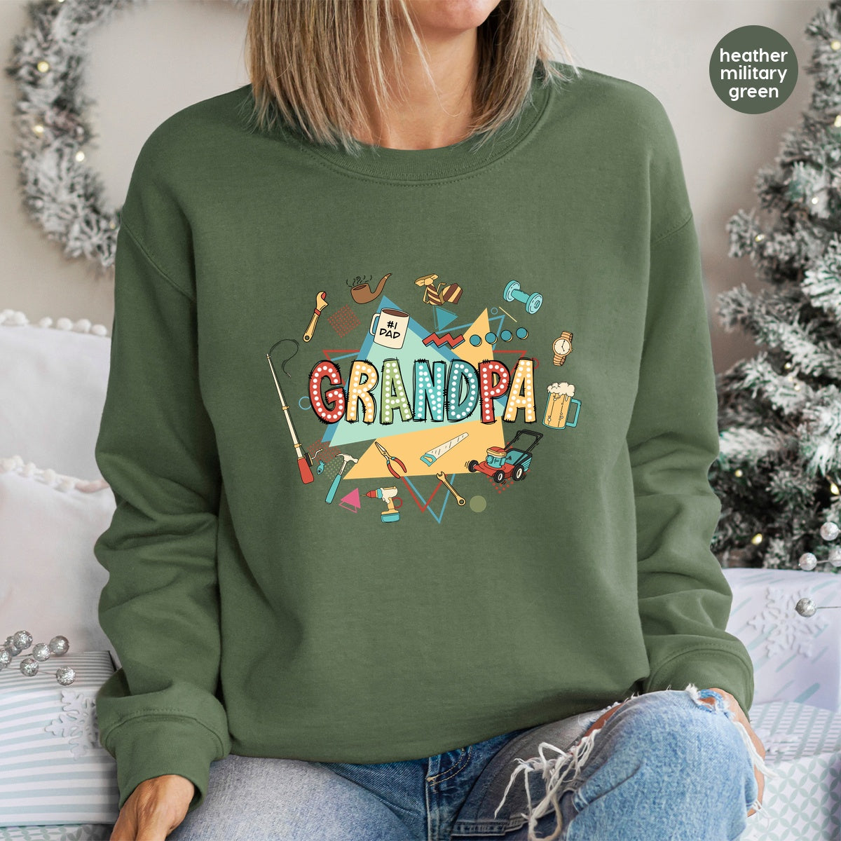Grandpa tools retro dtf transfer ready to press iron-on, funny Father's Day grandpa theme for t-shirt or sweatshirt, for dads and family