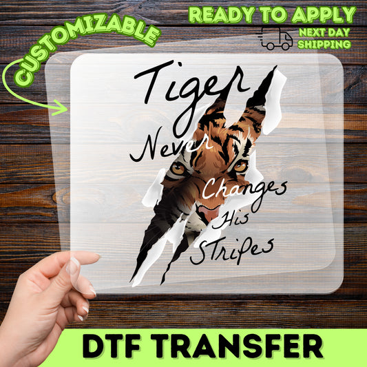 Tiger Peeking Realistic Adventure DTF Transfer Iron-On for Motivational Team Apparel & Wildlife Enthusiasts