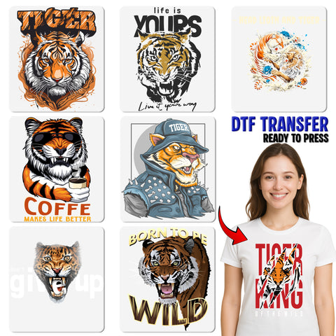 Wild Tiger DTF Transfer for Group Adventure Shirt, Urban Theme Iron-On, Jungle Party Ready to Press Apparel Gift