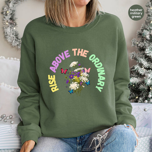 Rise Above the Ordinary Floral Boho Vintage DTF Transfer for Women Empowerment Apparel & Nature Lovers Gifts