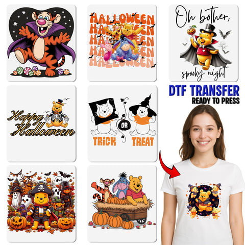 Cute Fall Cartoon Animals & Scarecrow DTF Transfer for Halloween Family Apparel Ready To Press