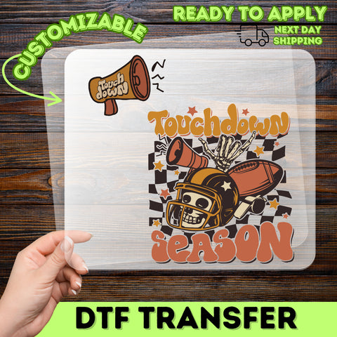 Touchdown Season Halloween Football Skeleton DTF Transfer for Fun Group T-Shirts & Hoodies