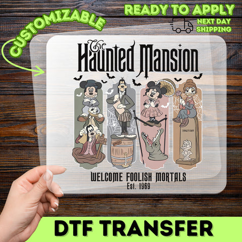 Funny Halloween Cartoon Mash-Up DTF Transfer | Haunted Mansion & Spooky Disney Theme | Ready to Press on Shirts & Hoodies