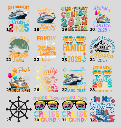 Tropical Birthday Cruise 2025 Ready To Press DTF Transfer for Celebration T-Shirts & Apparel