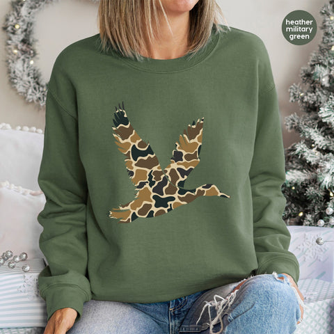 Camouflage Duck DTF Transfer for Outdoor Enthusiasts Iron-On Nature Wildlife Apparel Ready To Press Eco-Friendly T-Shirt