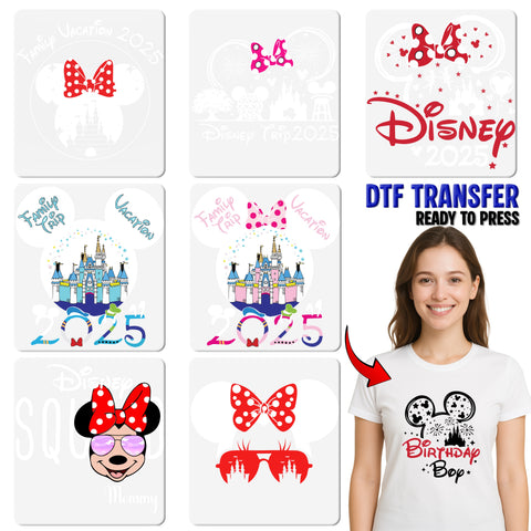 Cute Disney Vacation Ears DTF Transfer for Family T-Shirts & Hoodies - Ready To Press Summer Getaway Apparel