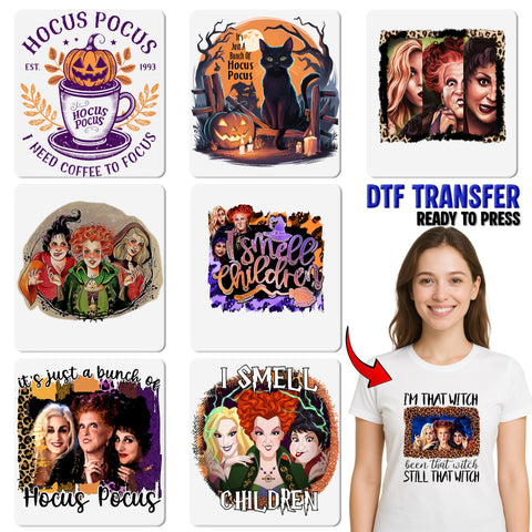 Funny Halloween DTF Transfer for Witch Movie Fans | 'I Smell Children' Retro Heat Press | Ready to Press T-Shirt Decor