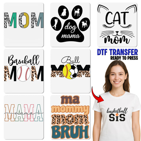 Funny Mother's Day DTF Transfer for Retro Mom Shirts & Casual Wear - Trendy Family Humor T-Shirt Iron-On Design