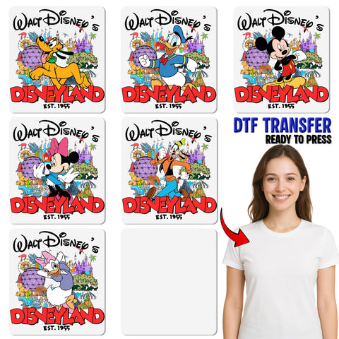 Disneyland Cartoon Character DTF Transfer Ready To Press for Fun Family Vacation Shirts & Hoodies
