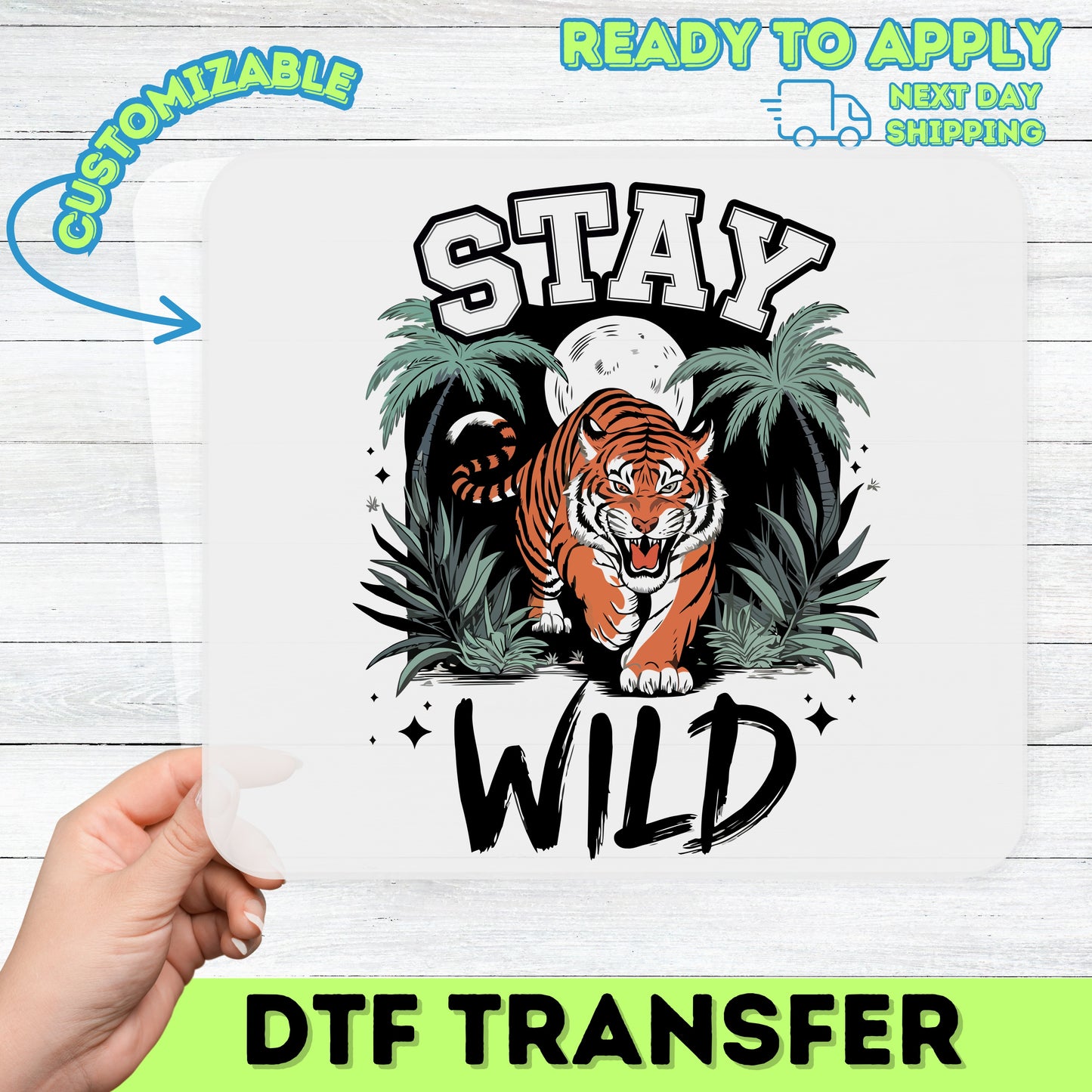 Adventure Ready Jungle Tiger DTF Transfer Iron-On for Wildlife Lovers & Safari Theme Celebrations T-shirt Apparel