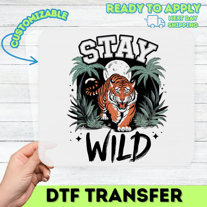 Adventure Ready Jungle Tiger DTF Transfer Iron-On for Wildlife Lovers & Safari Theme Celebrations T-shirt Apparel