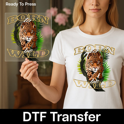 Adventure Wildlife Leopard DTF Transfer for Bold Animal Lovers Ready to Press T-shirt Iron-On for Safari Themed Apparel
